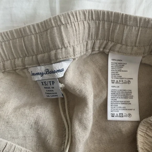Tommy Bahama 100% Linen Beige Pants-Wide Leg Pull String Beachy Relaxed Fit - Picture 6 of 6
